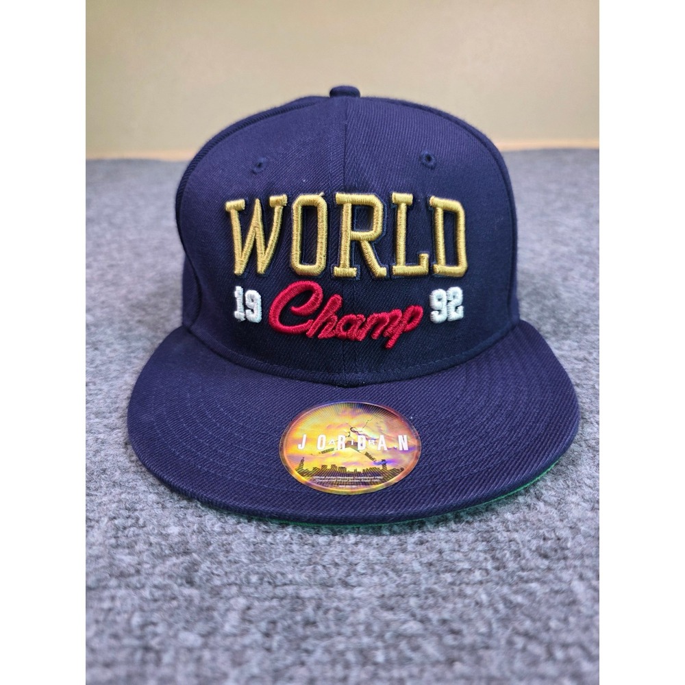 Jordan World Champ 1992 Snapback Hat Mens OSFM Navy Blue Embroidered Cap